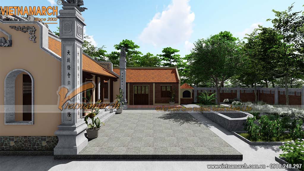 Bản vẽ thiết kế nhà thờ họ kết hợp nhà ngang tại Mê Linh Hà Nội > Nét kiến trúc nhà ngang