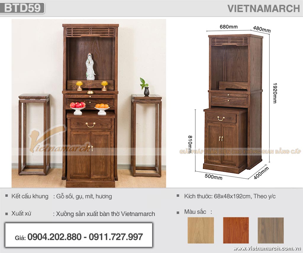 Mẫu tủ thờ 2 tầng đơn giản BTD59 thổi hồn nét đẹp văn hóa Việt vào không gian kiến trúc hiện đại
