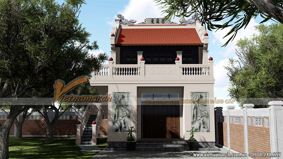 Bản vẽ thiết kế nhà từ đường 2 tầng 2 mái tại Hà Giang