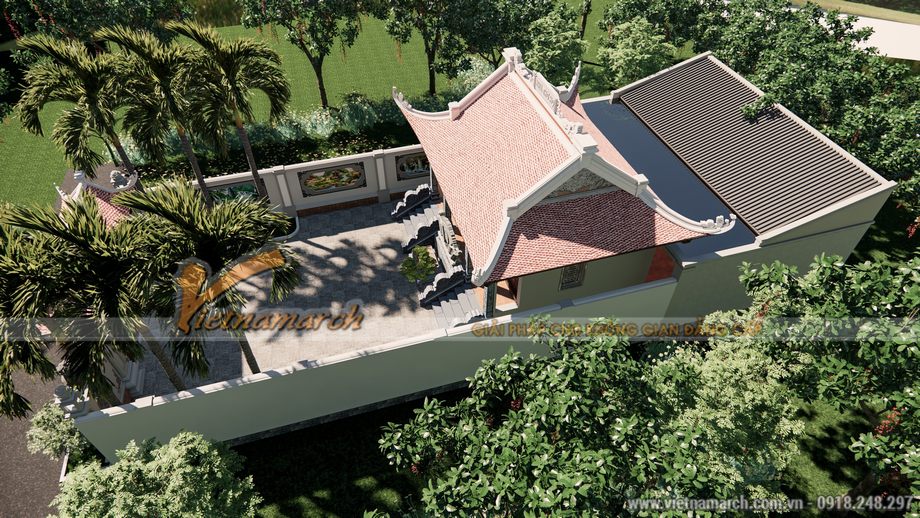 Mẫu nhà thờ họ 3 gian 4 mái chữ Nhất tại Lập Thạch Vĩnh Phúc > Mẫu nhà thờ họ 3 gian 4 mái chữ Nhất tại Lập Thạch Vĩnh Phúc