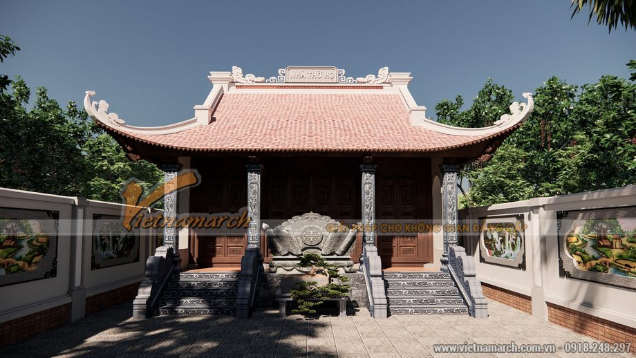 Mẫu nhà thờ họ 3 gian 4 mái chữ Nhất tại Lập Thạch Vĩnh Phúc > Mẫu nhà thờ họ 3 gian 4 mái chữ Nhất tại Lập Thạch Vĩnh Phúc
