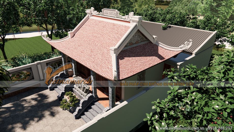 Mẫu nhà thờ họ 3 gian 4 mái chữ Nhất tại Lập Thạch Vĩnh Phúc > Mẫu nhà thờ họ 3 gian 4 mái chữ Nhất tại Lập Thạch Vĩnh Phúc