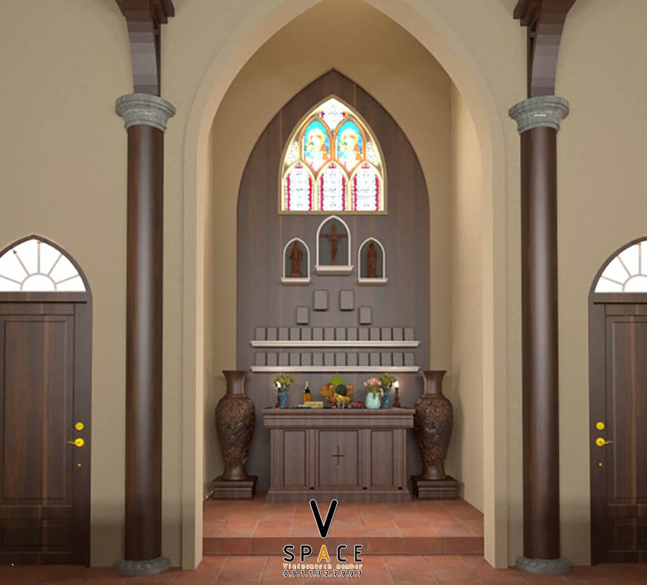 Mẫu thiết kế nhà thờ Công giáo 75m2 tại Nghĩa Hưng - Nam Định > Cung thánh trang nghiêm và linh thiêng