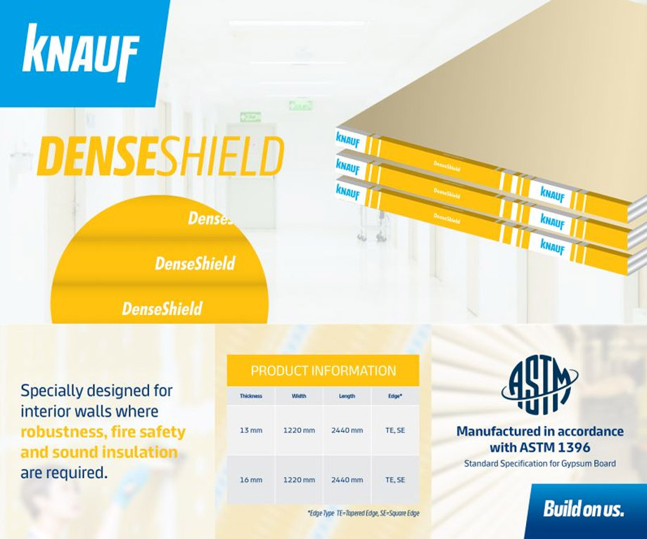 Tấm thạch cao chống va đập Knauf DenseShield > Tấm thạch cao chống va đập Knauf DenseShield