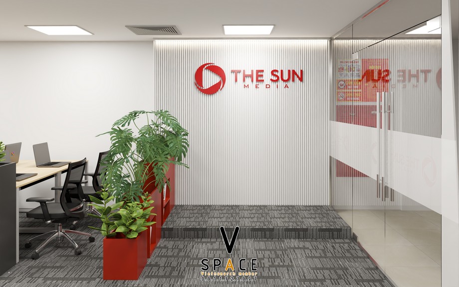 Bản vẽ 3D thiết kế văn phòng truyền thông The Sun Media 100m2