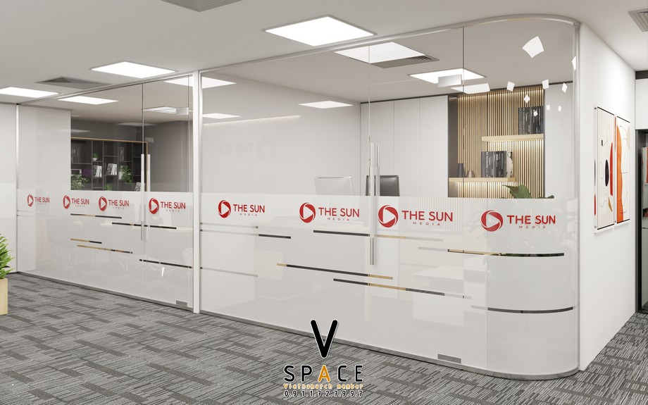 Bản vẽ 3D thiết kế văn phòng truyền thông The Sun Media 100m2