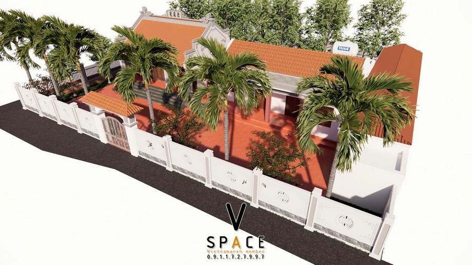 Phối cảnh nhà thờ họ 3 gian 2 mái kết hợp nhà ở tại Vĩnh Chân Phú Thọ > Nhà thờ họ 3 gian 2 mái kết hợp nhà ở tại Vĩnh Chân Phú Thọ