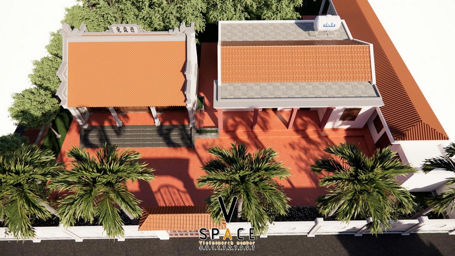 Phối cảnh nhà thờ họ 3 gian 2 mái kết hợp nhà ở tại Vĩnh Chân Phú Thọ > Nhà thờ họ 3 gian 2 mái kết hợp nhà ở tại Vĩnh Chân Phú Thọ