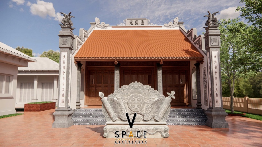 Nhà thờ họ 3 gian có cuốn thư đá tại Đông Tiền Hải Hưng Yên > Nhà thờ họ 3 gian có cuốn thư đá tại Đông Tiền Hải Hưng Yên