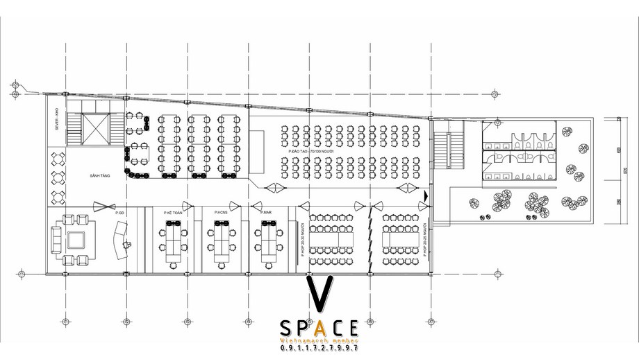 Phương án thiết kế nội thất văn phòng 1400m2 tại Thạch Thất Hà Nội > Phương án thiết kế nội thất văn phòng 1400m2 tại Thạch Thất
