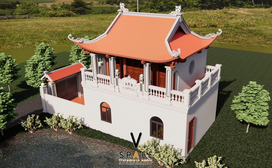 Nhà thờ họ 2 tầng 4 mái mặt tiền xoay ngang đặc biệt > Nhà thờ họ 2 tầng 4 mái mặt tiền xoay ngang đặc biệt