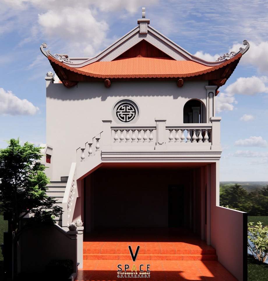 Nhà thờ họ 2 tầng 4 mái mặt tiền xoay ngang đặc biệt > Nhà thờ họ 2 tầng 4 mái mặt tiền xoay ngang đặc biệt