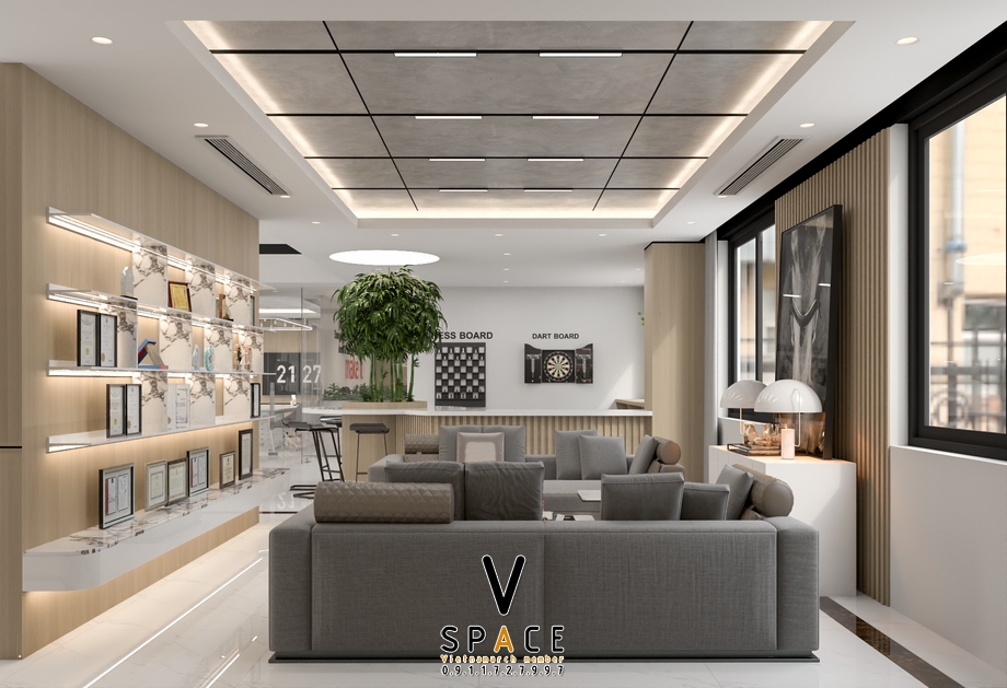 Phối cảnh 3D bản vẽ thiết kế văn phòng 660m2 VMI Lào Cai > Phối cảnh 3D bản vẽ thiết kế văn phòng 660m2 VMI Lào Cai