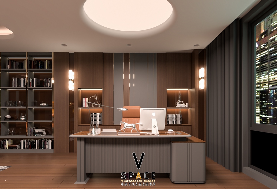 Phối cảnh 3D bản vẽ thiết kế văn phòng 660m2 VMI Lào Cai > Phối cảnh 3D bản vẽ thiết kế văn phòng 660m2 VMI Lào Cai