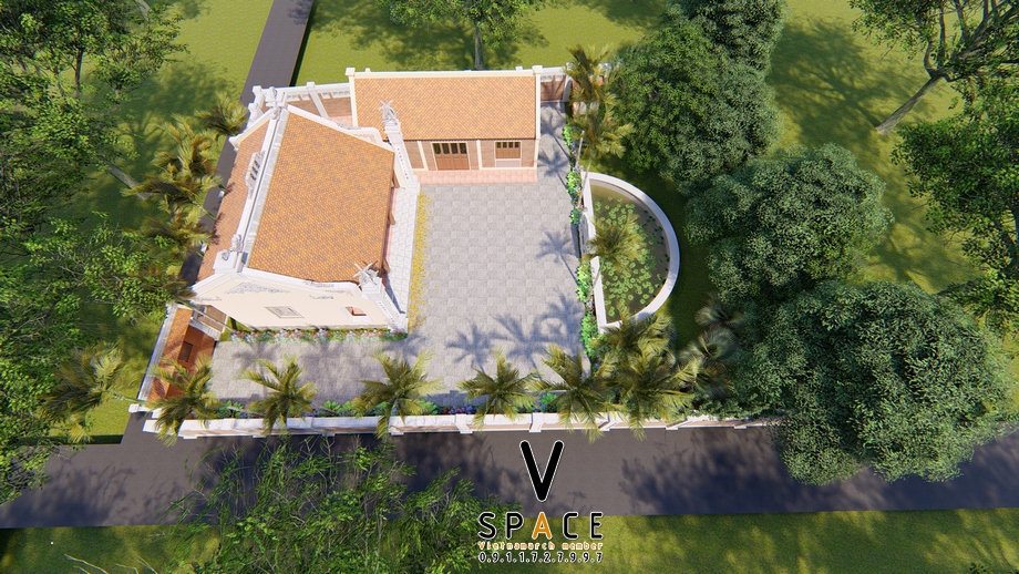 Mẫu nhà từ đường 3 gian 2 mái 55m2 kết hợp nhà ngang > Mẫu nhà từ đường 3 gian 2 mái 55m2 kết hợp nhà ngang