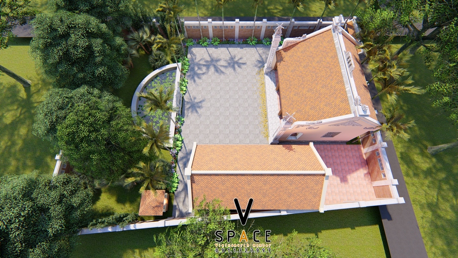 Mẫu nhà từ đường 3 gian 2 mái 55m2 kết hợp nhà ngang > Mẫu nhà từ đường 3 gian 2 mái 55m2 kết hợp nhà ngang
