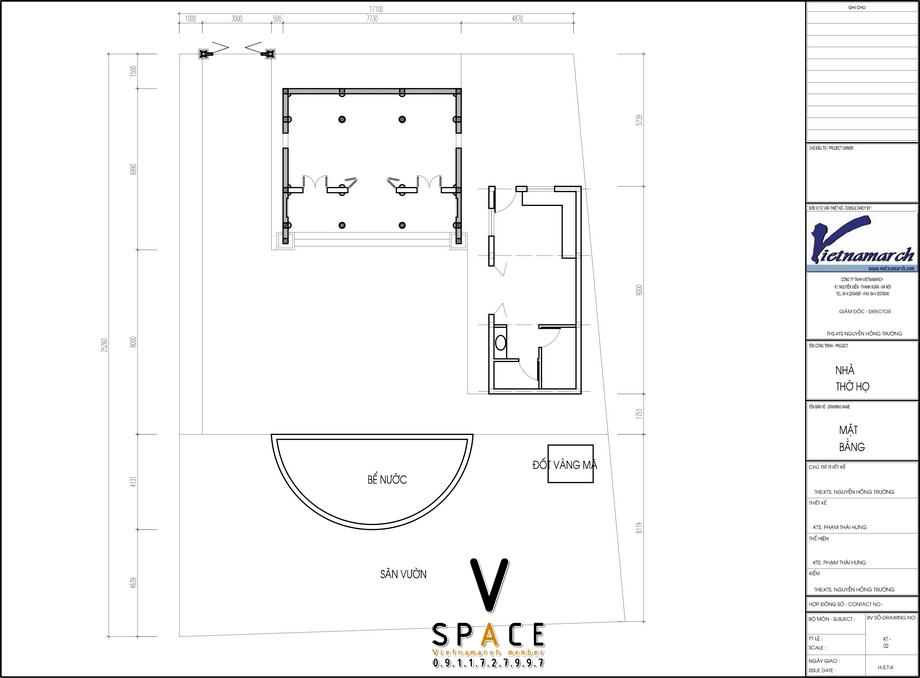 Mẫu nhà từ đường 3 gian 2 mái 55m2 kết hợp nhà ngang > Mẫu nhà từ đường 3 gian 2 mái 55m2 kết hợp nhà ngang