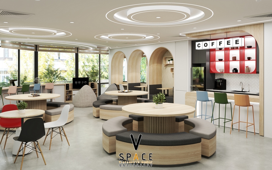 Dự án thiết kế khu vực cafe kết hợp làm việc tại tòa nhà ST Building > Dự án thiết kế khu vực cafe kết hợp làm việc tại tòa nhà ST Building