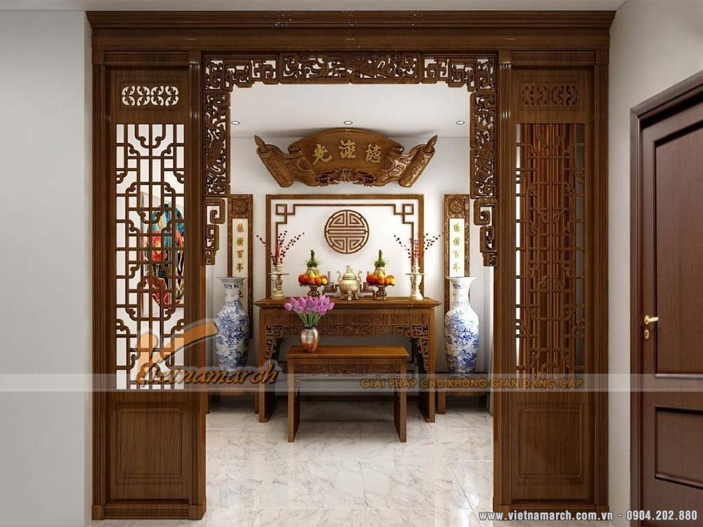 HOT 55+ mẫu cửa võng hiện đại đẹp cho không gian thờ chung cư, biệt thự > Không gian thờ hiện đại đẹp