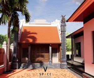 Thiết kế nhà thờ họ 2 mái kết hợp nhà ở tại xã Tân Kỳ Nghệ An