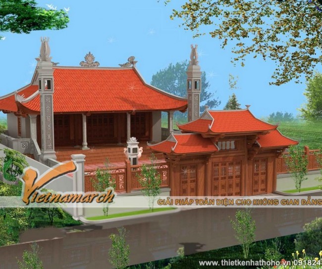 Mẫu nhà thờ họ có 4 mái cong ở Bắc Ninh