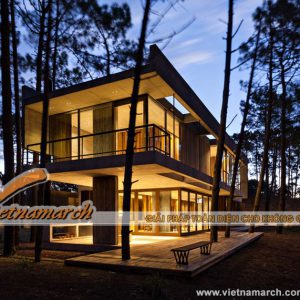 Thiết kế kiến trúc: nhà bê tông và kính giữa rừng
