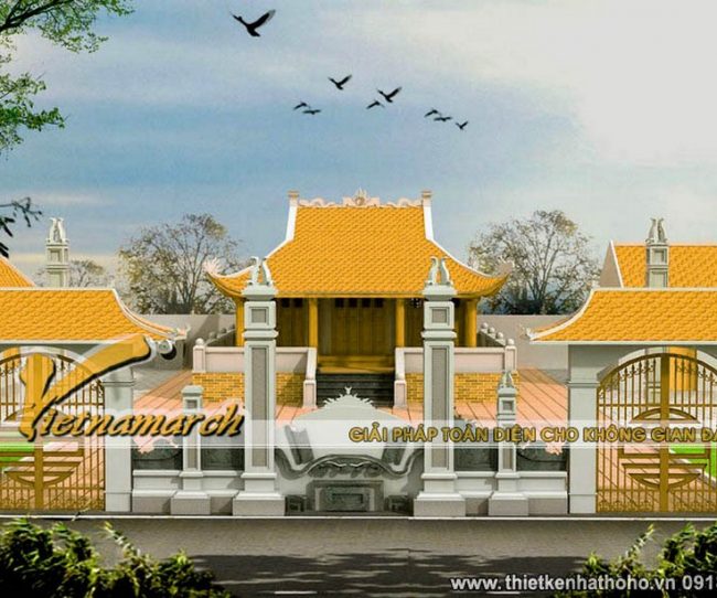 Thiết kế kiến trúc nhà thờ họ tại Phú Thọ mẫu nhà 4 mái cong