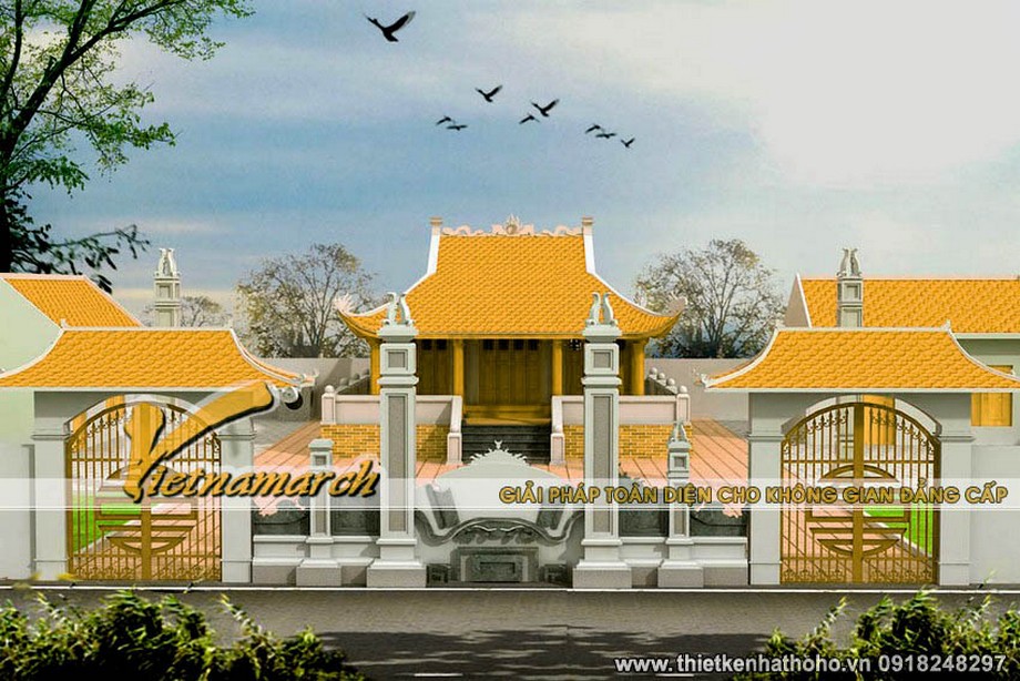 Thiết kế kiến trúc nhà thờ họ tại Phú Thọ mẫu nhà 4 mái cong > Thiết kế kiến trúc nhà thờ họ tại Phú Thọ mẫu nhà 4 mái cong