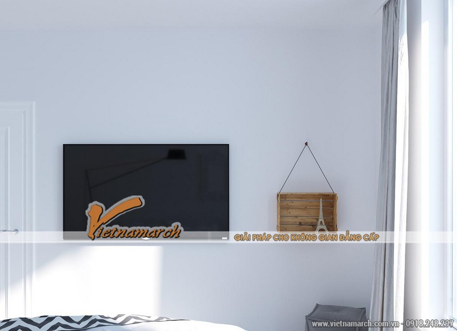 Thiết kế nội thất chung cư New SkyLine căn hộ 104m2 > Nội thất trong phòng ngủ hiện đại và tiện nghi