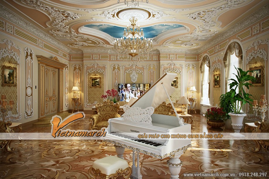 5 mẫu thiết kế nội thất mang phong cách cổ điển Louis Pháp > Nội thất cổ điển phòng khách