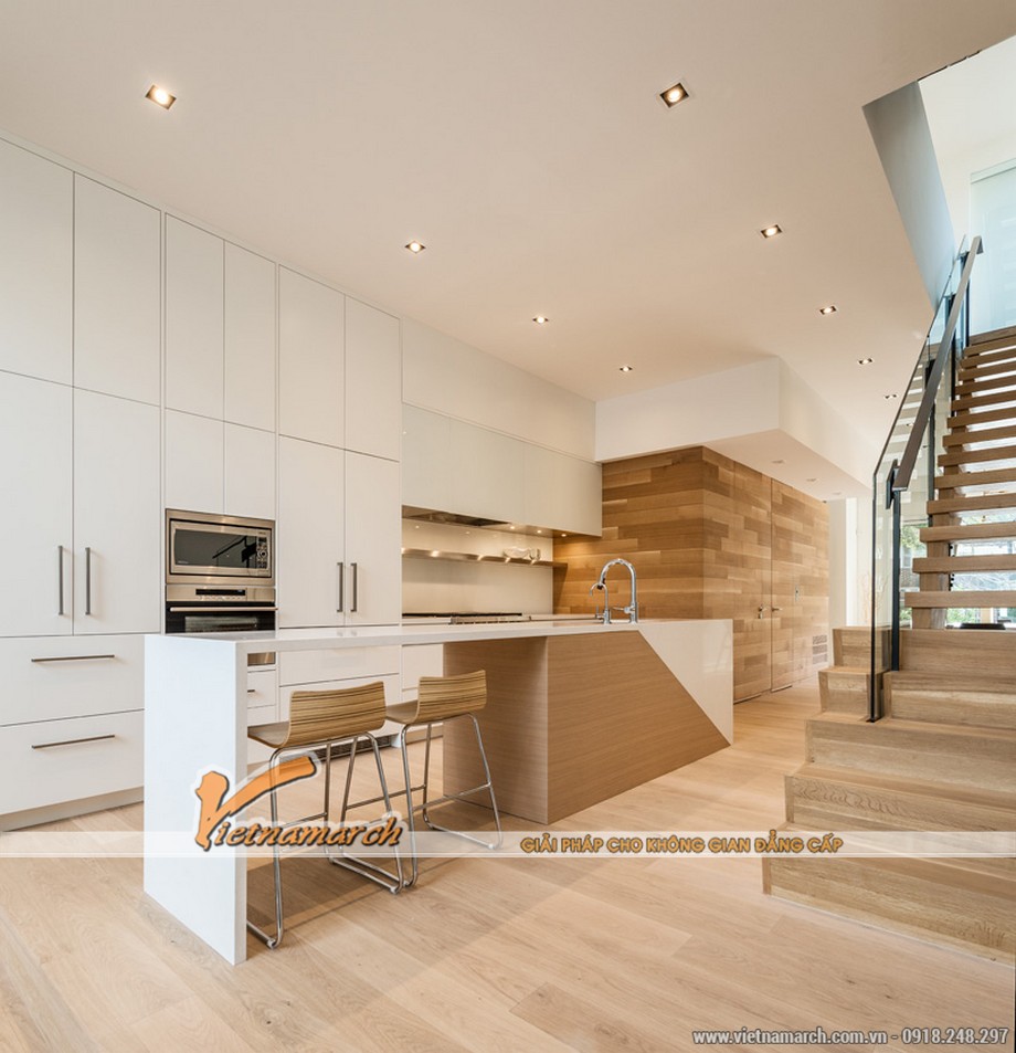 Nhà Loft – mẫu nhà lý tưởng cho thiết kế nội thất nhà phố > Thiet ke noi that nha pho với phòng bếp tinh tế từ những gam màu sáng