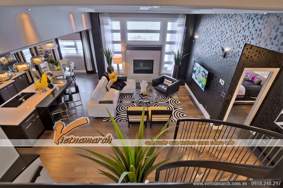 Thiết kế nội thất hiện đại trong căn biệt thự Vinhomes Riverside Hoa Anh Đào > Thiết kế nội thất phòng khách hiện đại