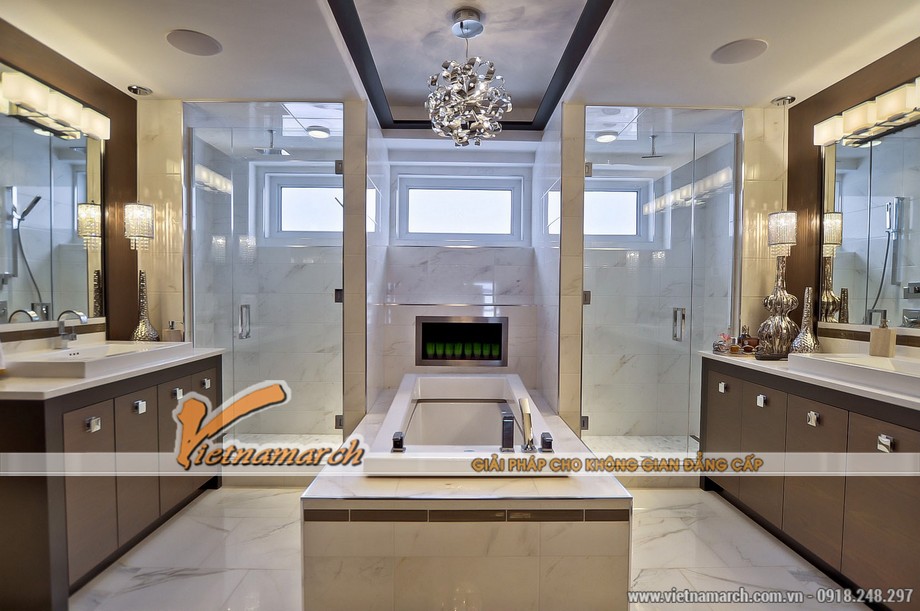 Thiết kế nội thất hiện đại trong căn biệt thự Vinhomes Riverside Hoa Anh Đào > Thiết kế nội thất phòng tắm cực hiện đại trong ngôi biệt thự Vinhomes Riverside 04
