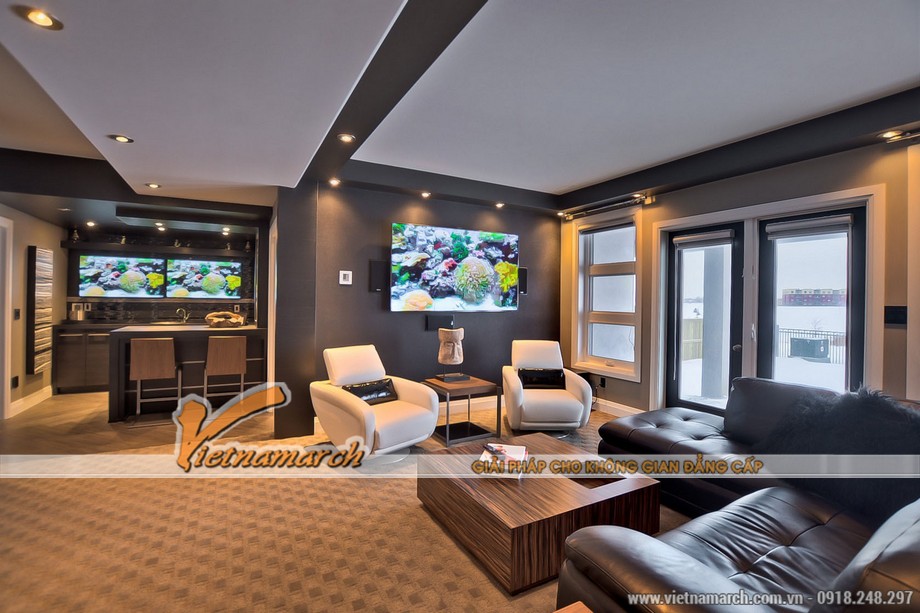 Thiết kế nội thất hiện đại trong căn biệt thự Vinhomes Riverside Hoa Anh Đào > Nội thất phòng khách trên lầu 2