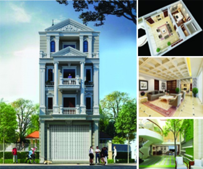 Hồ sơ thiết kế kiến trúc nhà mặt phố 4 tầng và dự toán chi phí cho nhà anh Phong – Hải Dương