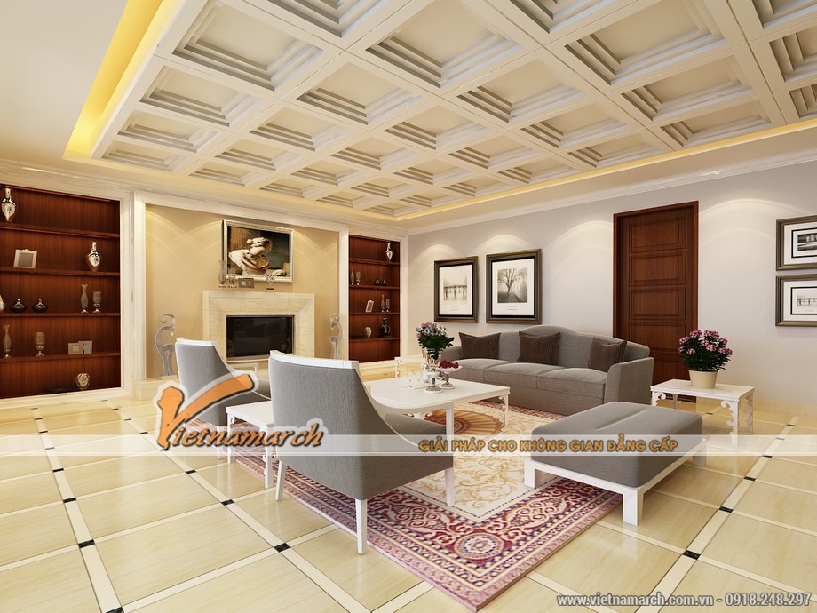 Thiết kế nội thất nhà phố nhà anh Phong – Hải Dương > Một không gian tiếp khách lý tưởng thể hiện đẳng cấp cho gia chủ