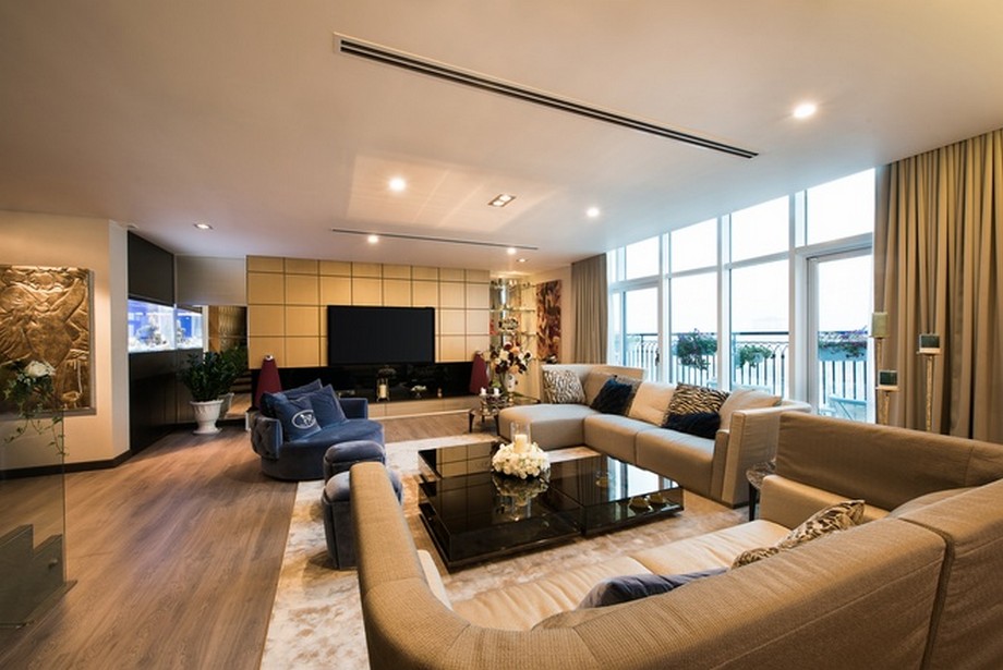 Phòng khách nhẹ nhàng tinh tế - thiết kế nội thất hoàn hảo trong căn hộ Penthouse