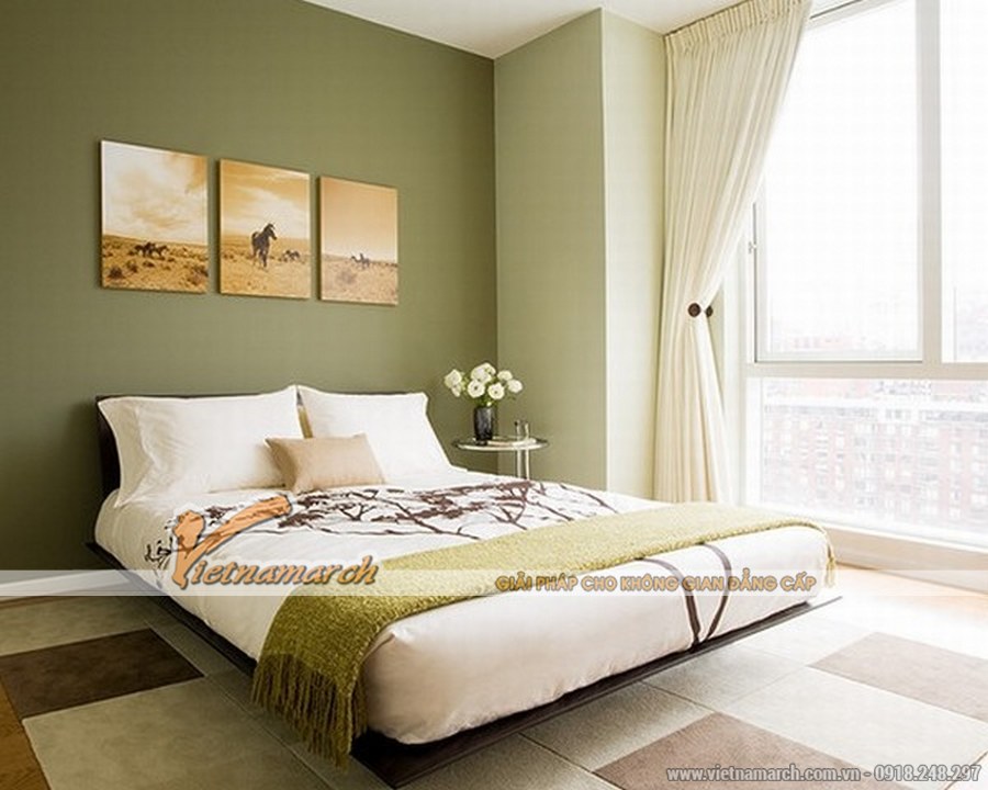 Mẫu phòng ngủ phong cách hiện đại cho căn hộ Park Hill Times City > Điểm nhấn của căn phòng là những đồ vật sử dụng màu tối tương phản với màu sáng