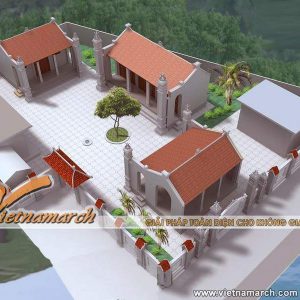 Thiết kế mẫu nhà thờ họ mặt bằng chữ Quốc ở Uông Bí- Quảng Ninh