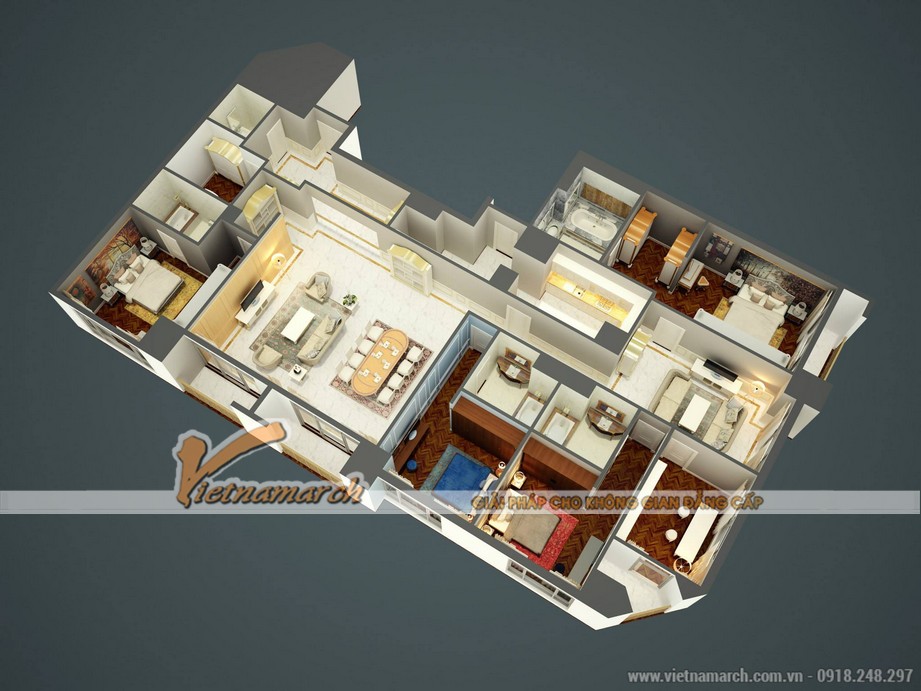 Thiết kế căn Penthouse chung cư D’. LE ROI SOLEIL – Quảng An – Tân Hoàng Minh > Mặt bằng phương án cải tạo được đưa ra cho căn hộ Penhoues chung cư D’. LE ROI SOLEIL – Quảng An