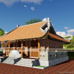 Thiết kế nhà thờ họ 4 mái cong đầu rồng cho nhà cô Liên tại Lục Nam- Bắc Giang