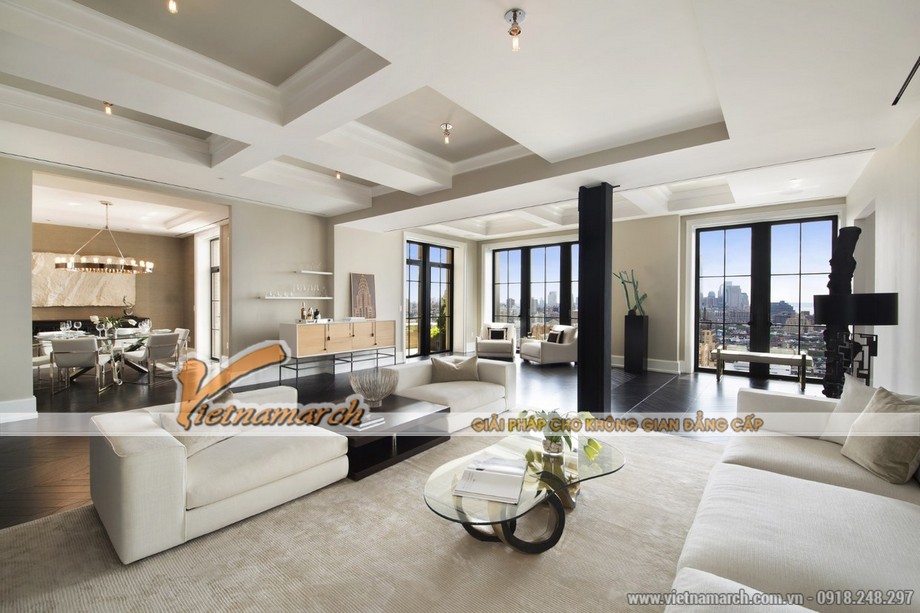 Thiết kế nội thất căn hộ Penthouse của tòa chung cư Golden Palace, 342m2 > Thiết kế phòng khách sang trọng