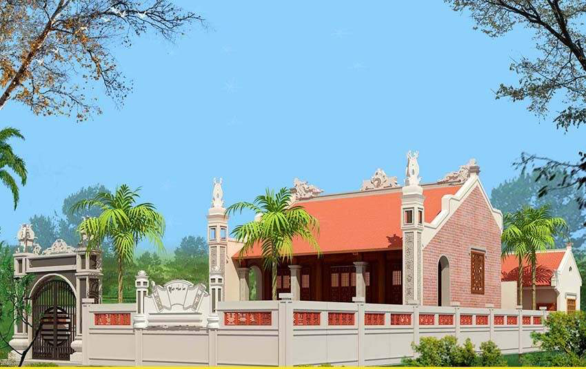 Thiết kế kiến trúc nhà thờ họ mặt bằng chữ nhị tại Tiền Hải – Thái Bình > Thiết kế nhà thờ họ mặt bằng chữ nhị tại Tiền Hải - Thái Bình
