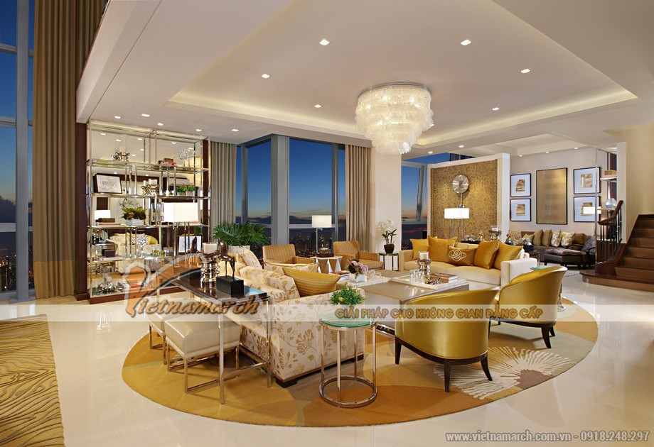 Hai phong cách độc tôn trong thiết kế căn hộ Penthouse > Thiết kế Penthouse theo phong cách tân cổ điển sang trọng