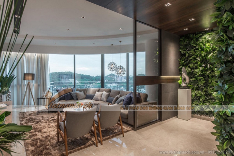 Thiết kế nội thất Penthouse Royal City ấn tượng với sắc xanh sức sống