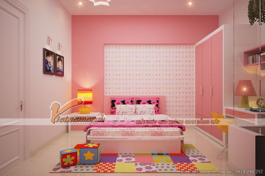 Thiết kế nội thất phòng ngủ con gái