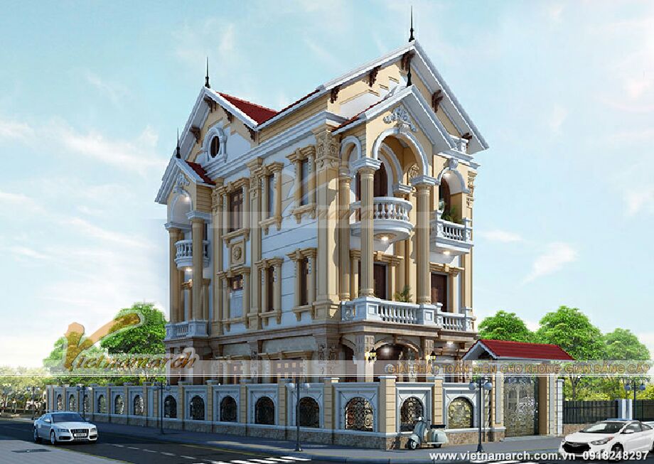 Thiết kế biệt thự cổ điển 3 tầng -Cẩm Phả, Quảng Ninh