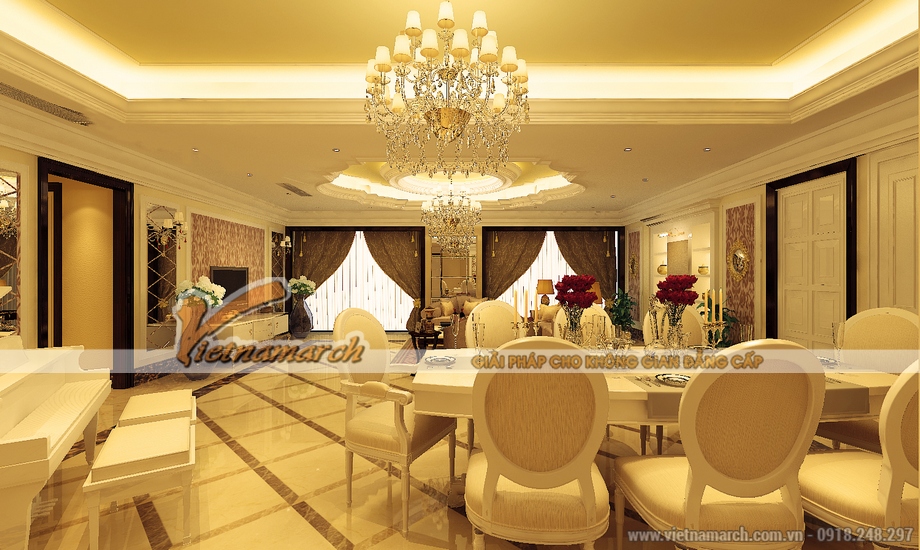 Thiết kế nội thất phòng khách biệt thự Quảng Ninh