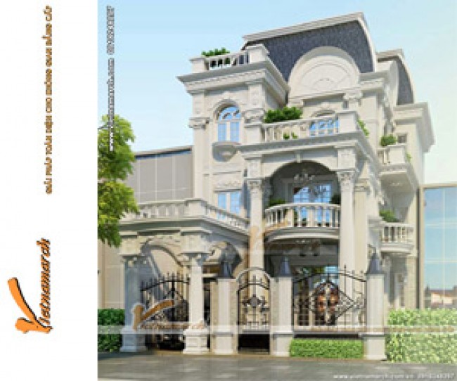 Thiết kế kiến trúc – nội thất biệt thự cổ điển đẹp 3 tầng tại thành phố Lào Cai