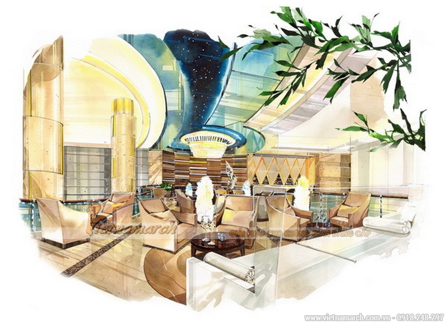 Phương án thiết kế khách sạn nhà hàng Four Wings tại Bankok Thái Lan > Khu tiếp khách nhẹ nhàng không kém phần sang trọng